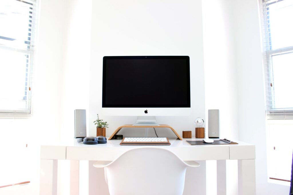 apple, chair, computer